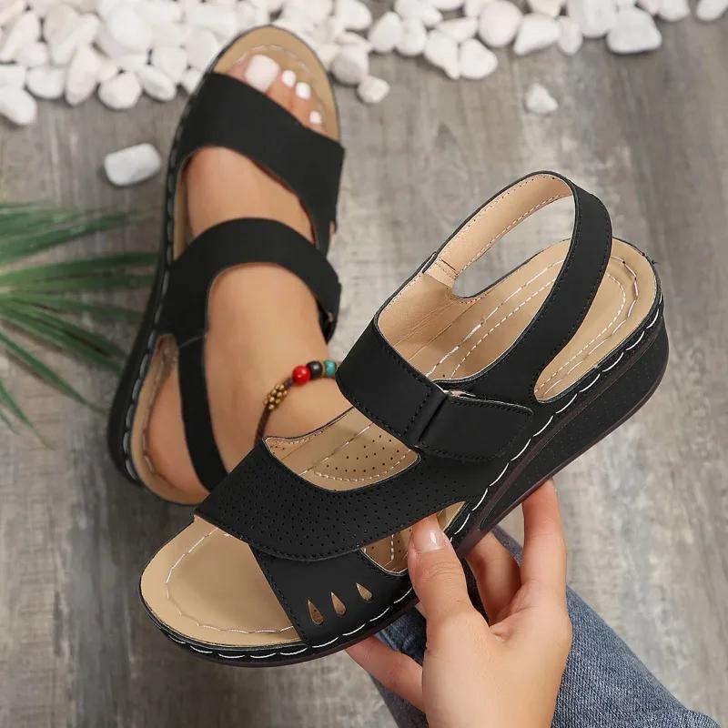 Fashion Summer New Women's Ankle Strap Light Fashion Sandals 2024 New Outdoor Beach Sandals Women's Retro Casual Shoes Zapatos Mujer