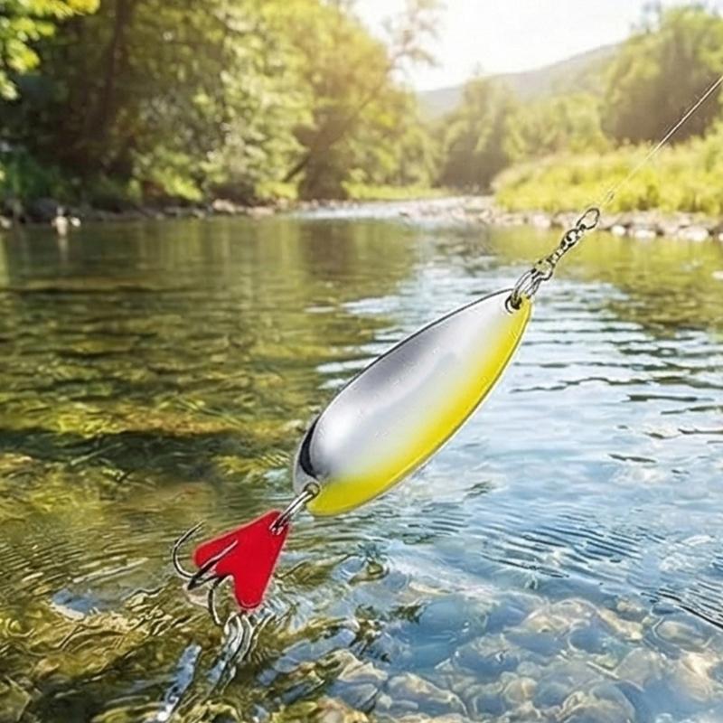 Swimming Fishing Spoons Lures Treble Hook Set Curved Hard Fish Baits Metal Construction Fishing Sequins Lures Baits
