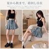 Denim Pleated High with Safety Vintage Slimming Korean Summer [Inlovemiss] Women's Skirt, Skirt, Skort, Waist, A-line, Pants, Anti-See-Through, Wash,