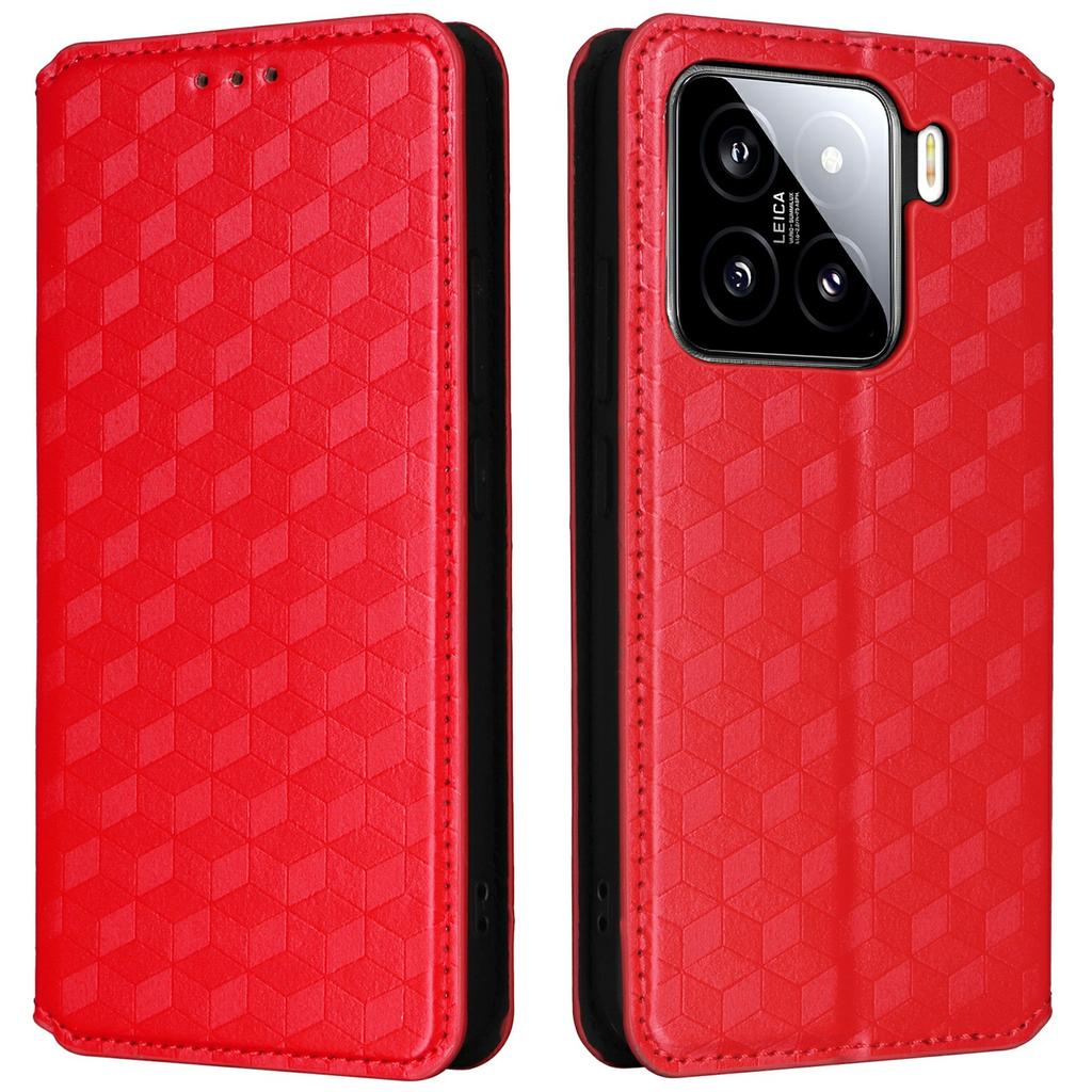 For Xiaomi 15 Wallet Case Rhombus Imprinted Leather Phone Cover