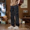 Lässige Latzhosen Herren Frühherbst locker gerades Bein Oberbekleidung Sport verschleißfest Mehrfach-Taschen Weitbein-Hose