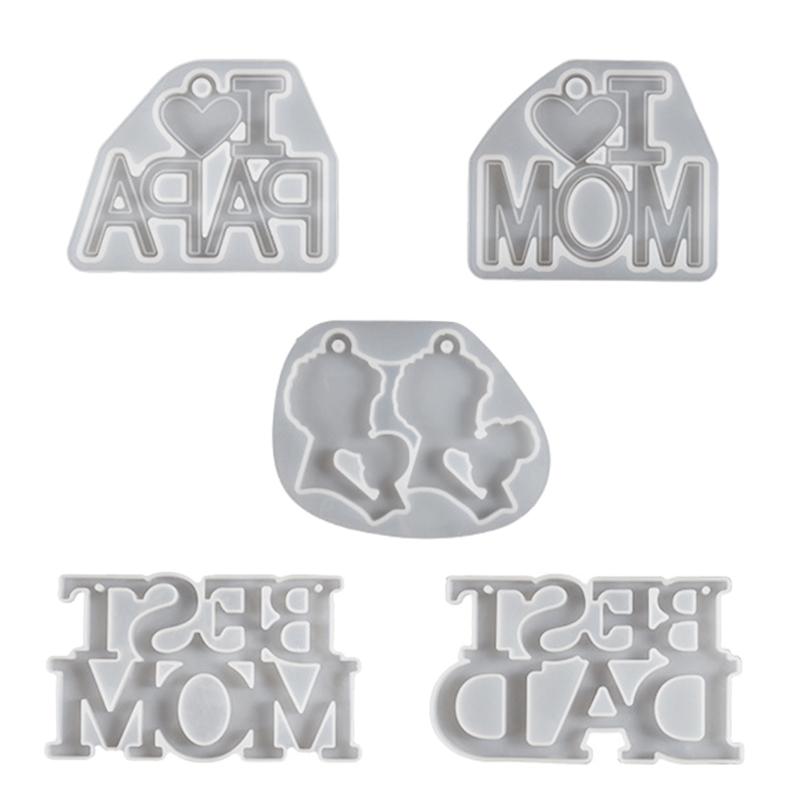 Aromatherapie Tabletten Silikonform PAPA MAMA Anhänger Harzform Schlüsselanhänger Anhänger Epoxid Gießform Hohl Anhänger Formen DIY