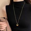Minimalist Gold Color Stainless Steel Circular Droplet Shape Pendant Necklace for Women Non-fading Long Sweater Chain Jewelry