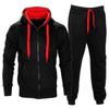 Set Mens Tracksuit Fleece Zip Hoodie Topsbottoms Joggers Gym Jogging Contrast