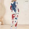Women Plus Size V Neck Long Sleeve Scrub Set Colorful Rainbow Gradient Heart Print Nurse Uniform Set