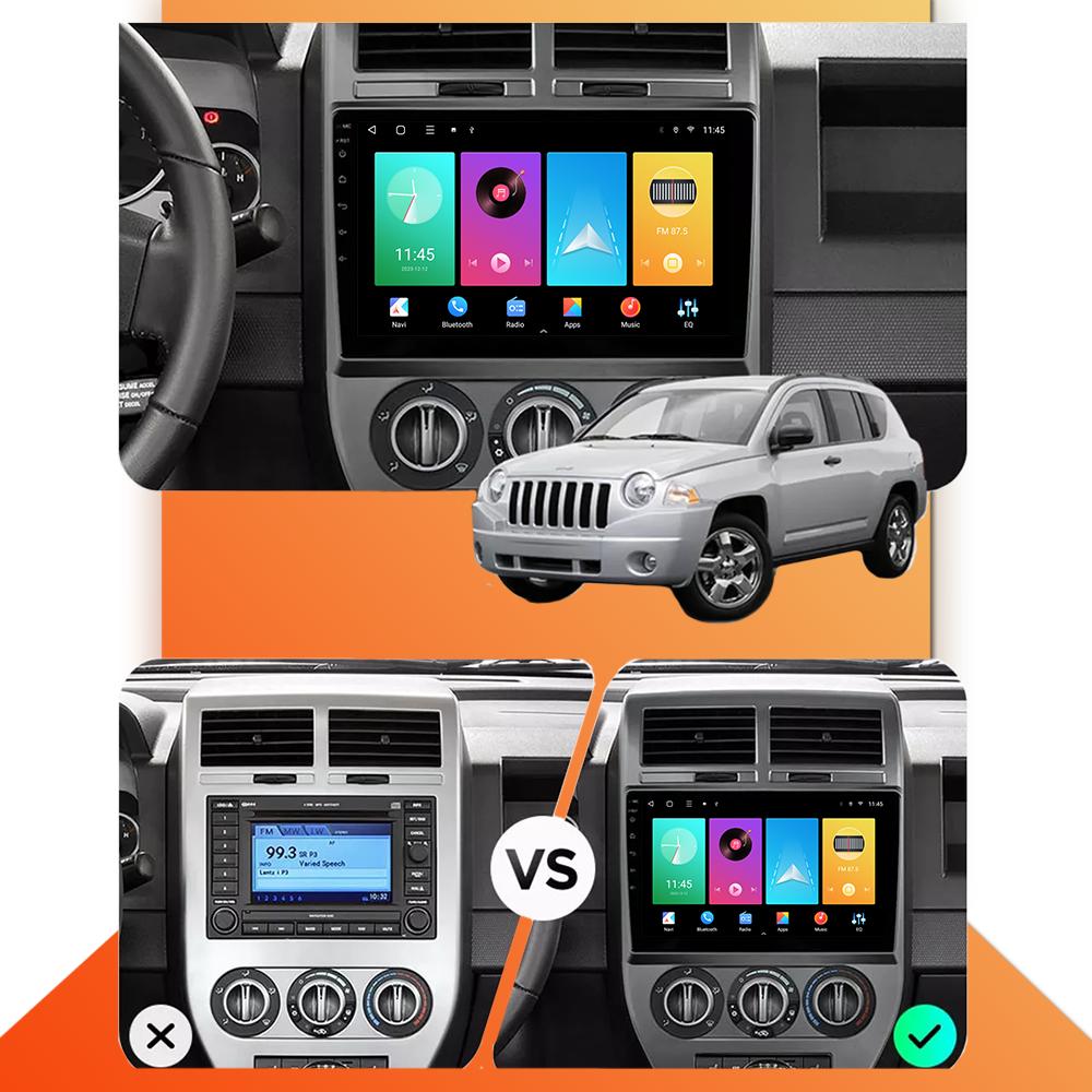 Radio auto Android Auto Carplay pentru Jeep Compass MK 2007-2010 Player Multimedia Unitate principală Navigare GPS Stereo BT WIFI 1+16GB
