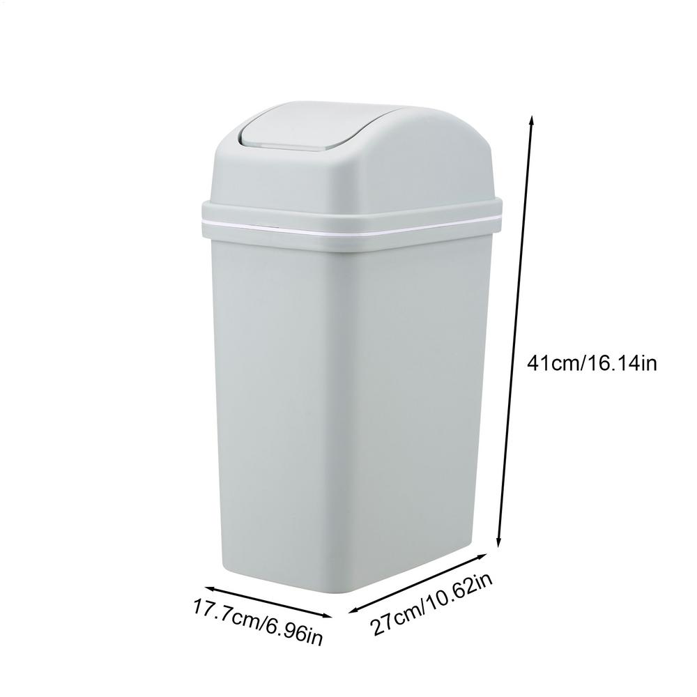 Tall Kitchen Trash Can 10L Trash Bin With Swing Lid Thickened Kitchen Waste Basket Leak-Proof Bathroom Garbage Bin Bedroom Trash серый