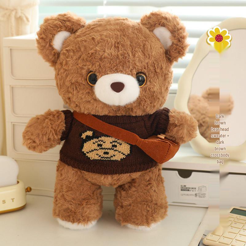 Adorable Zai Zai Bear Plush Toy - Cute Cartoon Teddy with Bib, Perfect Gift!