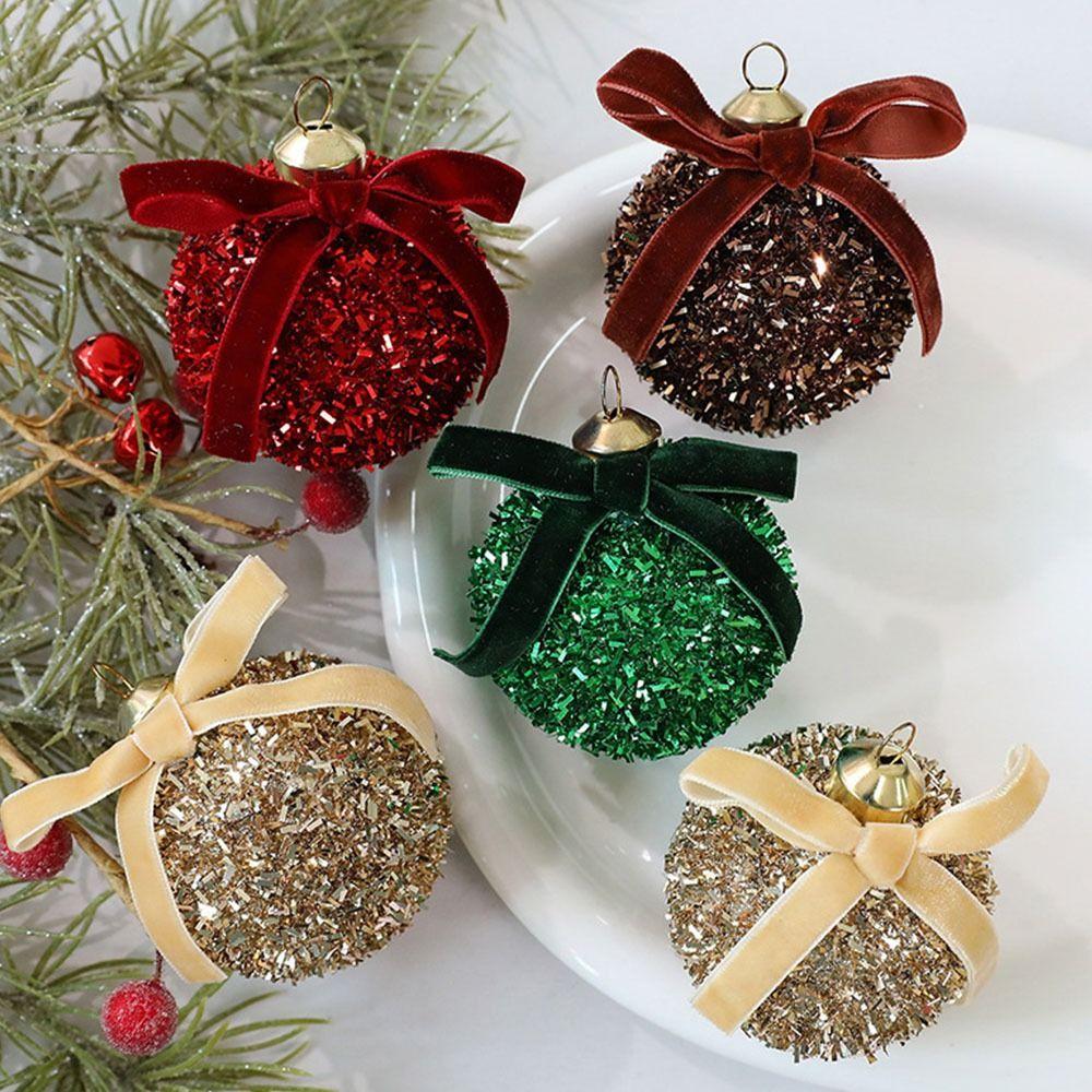 16Pcs Butterfly Bow Christmas Balls Round Christmas Hanging Pendant Christmas Tree Ornaments  Gifts