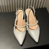 Temperament Stiletto Sandals Summer New Sharp Head Shallow Mouth Metal Buckle Anti-slip Wear-resistant High Heels