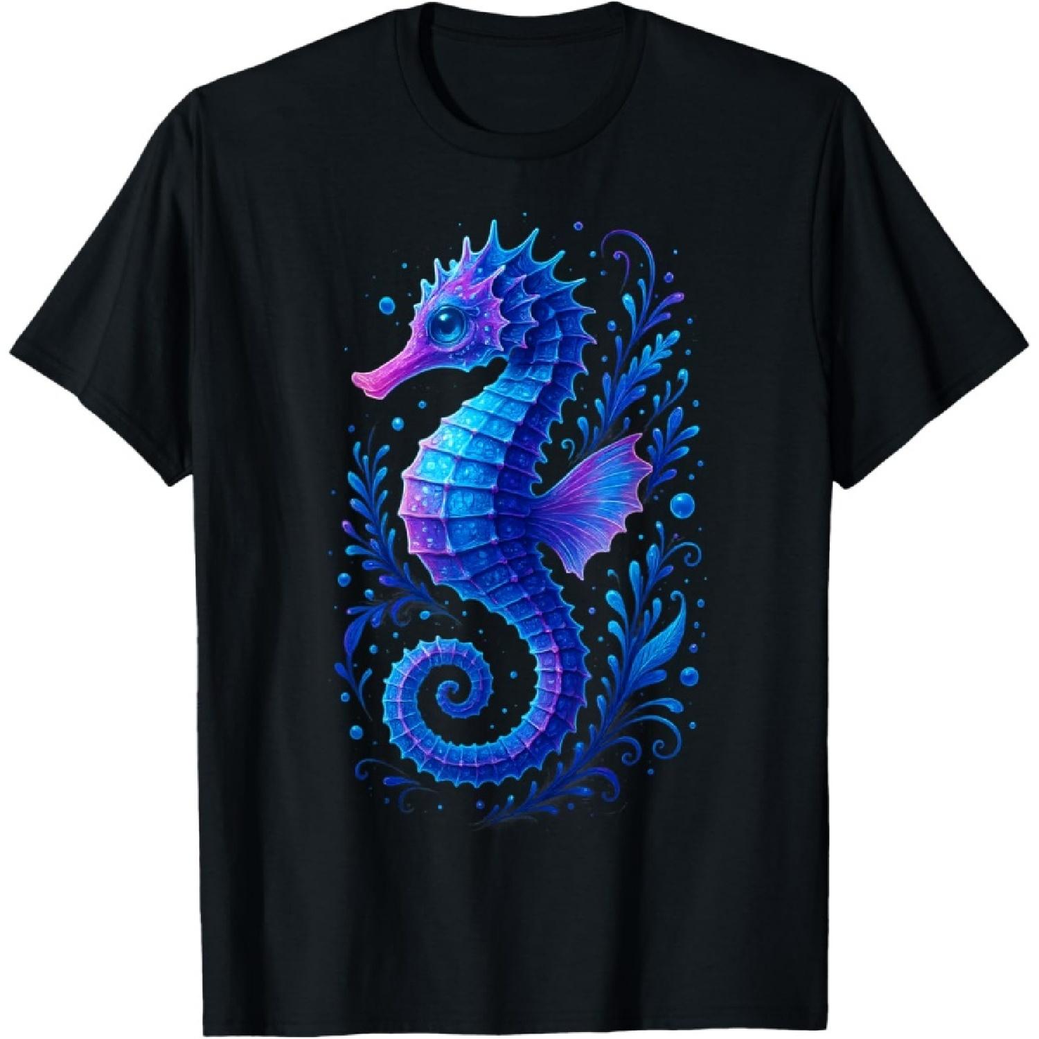 Colorful Underwater Seahorse Animal Ocean Seahorse T-Shirt S