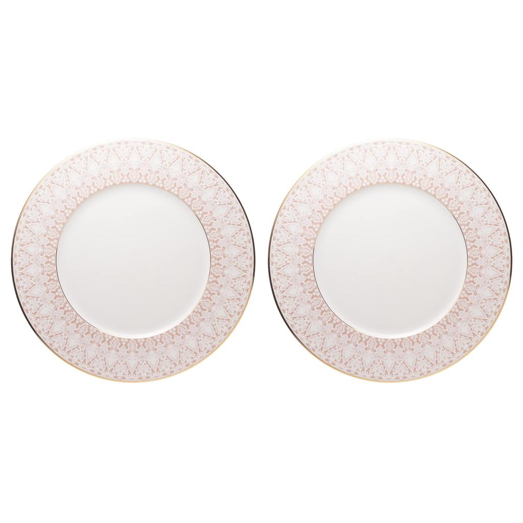 NARUMI Aurora Plate Set, 21cm, Pink with Lace Pattern, Set of 2, Gift Boxed, 52251-23113