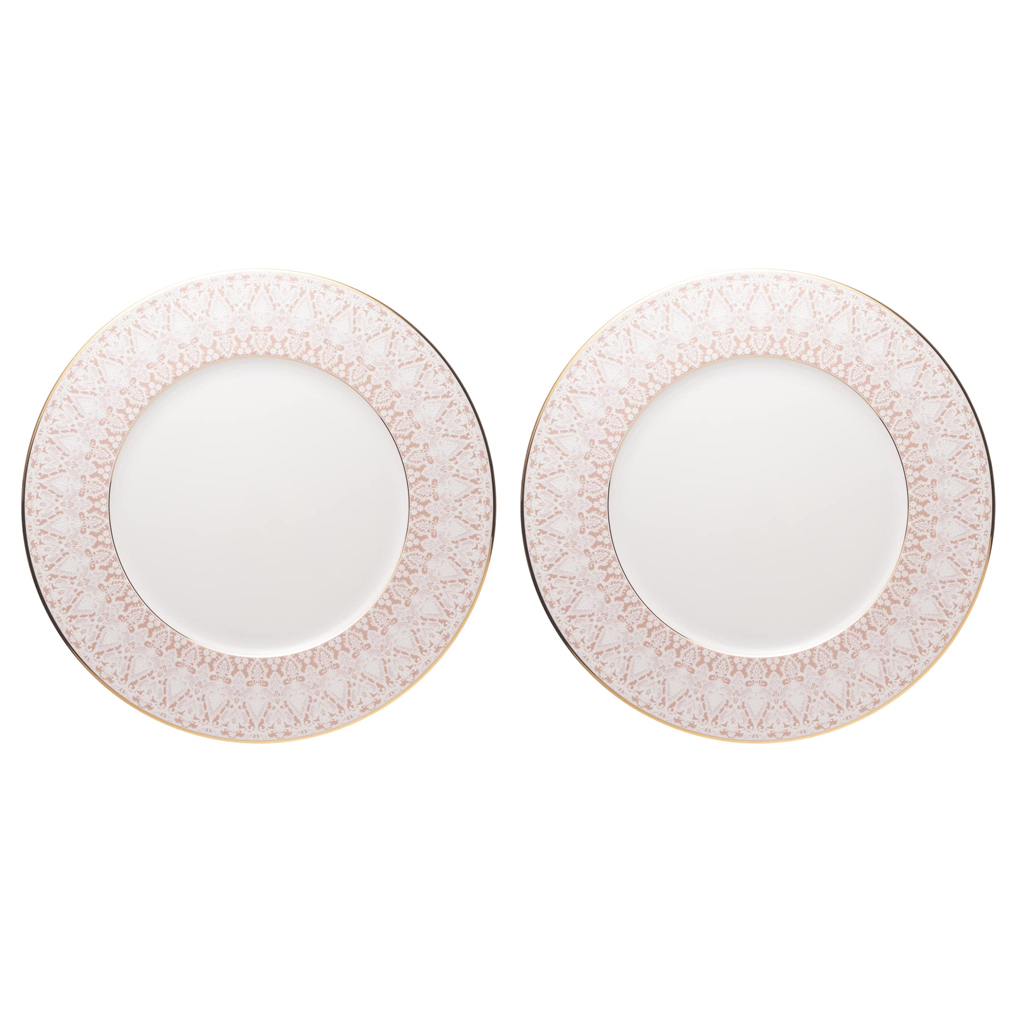 

NARUMI Aurora Plate Set, 21cm, Pink with Lace Pattern, Set of 2, Gift Boxed, 52251-23113