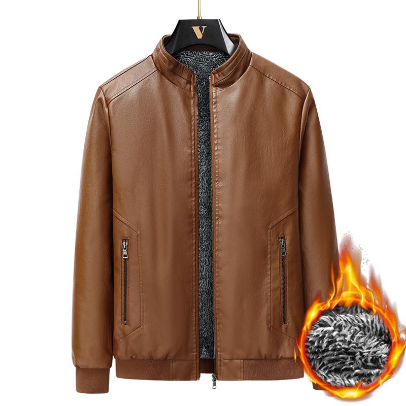 Men's Business Casual Leather Jacket Stand Collar Simple Men's Jacket Versatile Korean Style Jacket Trendy High-quality Jacket
