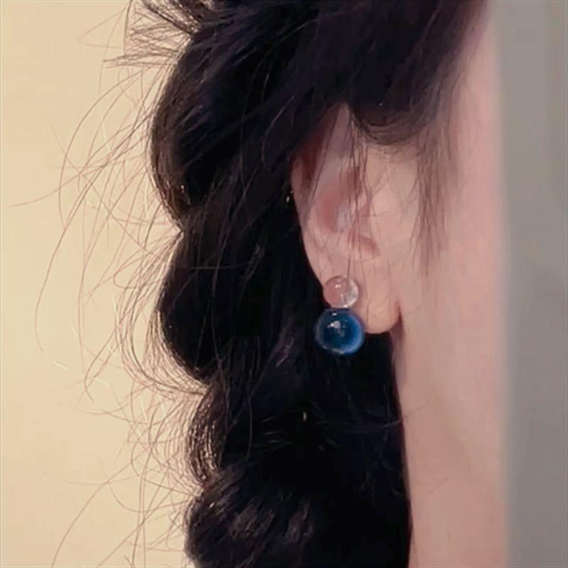 

Zoozmini South Korea Loose Feeling Ice Transparent Glaze Candy Contrast Color Ball Ear Studs Female Work Clothing Exquisite Petite Earrings Clear
