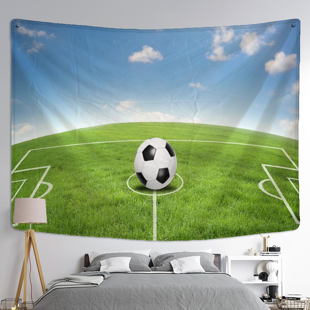 Football Tapestry Wall Hanging Blue Sky White Clouds Bohemian Natural Scenery Sleeping Mat Living Room Family Decoration