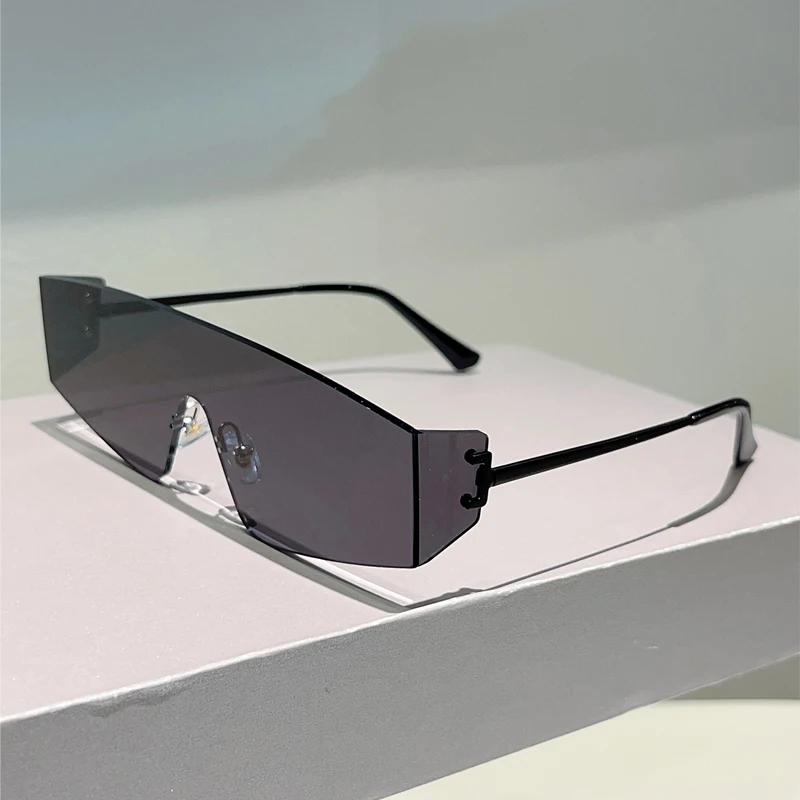 KAMMPT Rimless Sunglasses Men Women Fashion Monoblock Gradient Shades Trendy Brand Design Outdoor Sun Glasses
