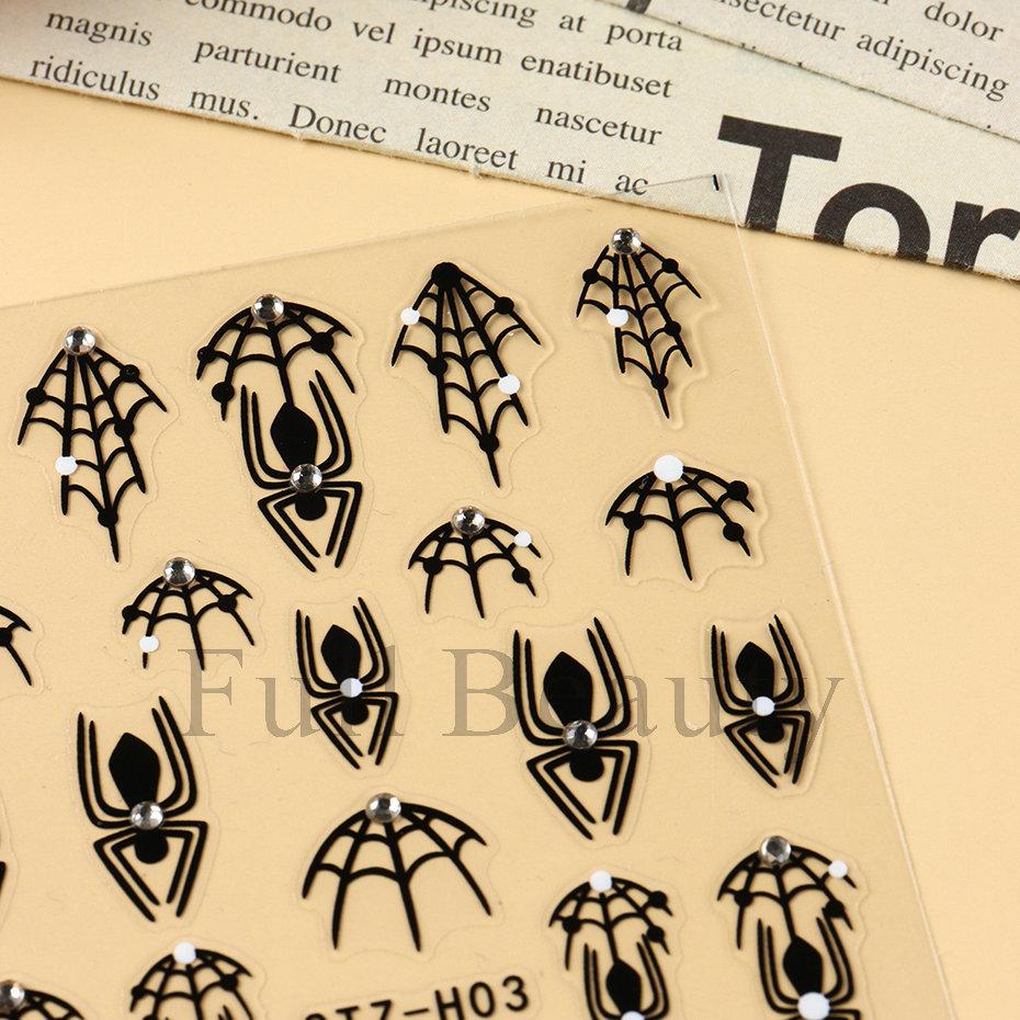 New Nail Art Stickers Ins Halloween Dark Series Spider Web Spider with Diamond Nail Art Stickers