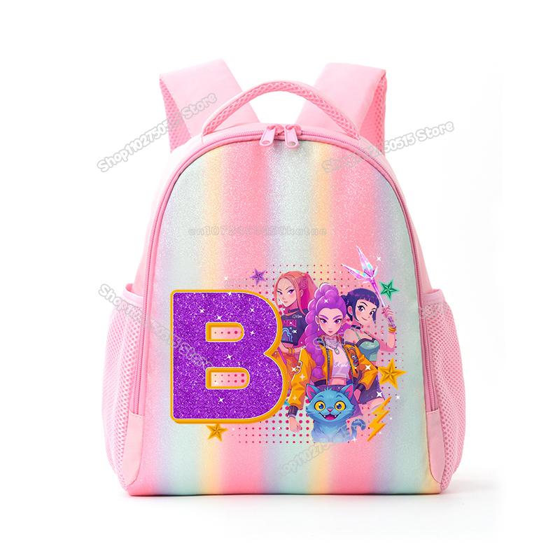Perfect KPop Demon Hunters Letter A-Z Rainbow Backpack Rumi Mira Zoey Student School Backpack Anime Movie Women Girl Travel Rucksack
