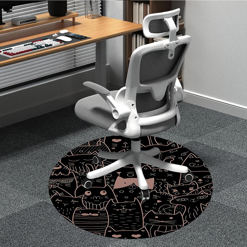 1pc Cat Pattern Office Round Area Rug, Under Office Chairs Bedroom Living Room Home Decor, Room Deco