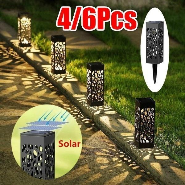 New 4/6PCs Waterproof LED Solar Garden Lights Outdoor Lawn Light Lamp For Patio Yard And Garden(Color:Warm White/Cool White)