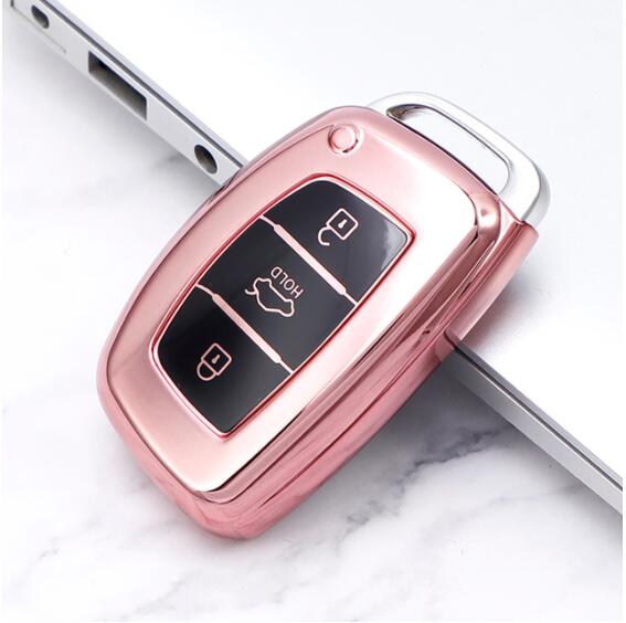 

3 Кнопки ТПУ Чехол для автомобильного ключа-пульта ДУ для Hyundai Tucson Santa Fe Sonata Elantra Accent Creta Ix35 Ix25 i20 i30 style B розовый