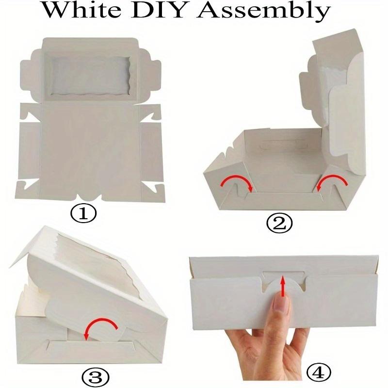 25 buc, cutie pentru tort cu fereastră, potrivită pentru macaroane, pâine, ciocolată, cutie de ambalare prăjituri, asamblare bricolaj 7,09 x 4,33 x 1,57 inci