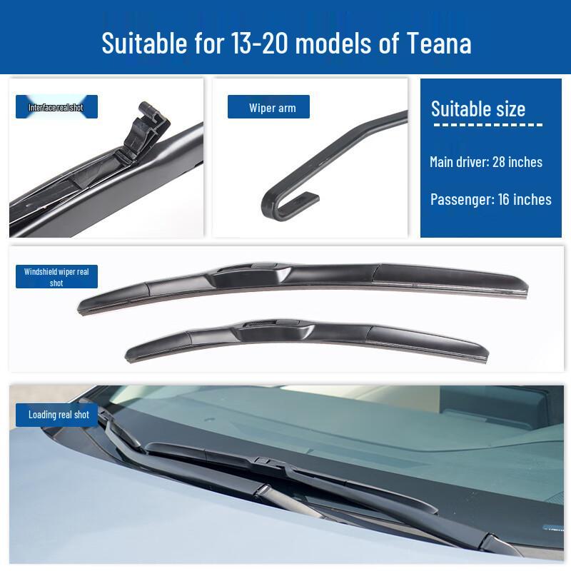 2008, 2013, 2015, 2016 ve 2019 Nissan Teana Ön Camları için Uyumlu Çerçevesiz Silecek Blade'leri
