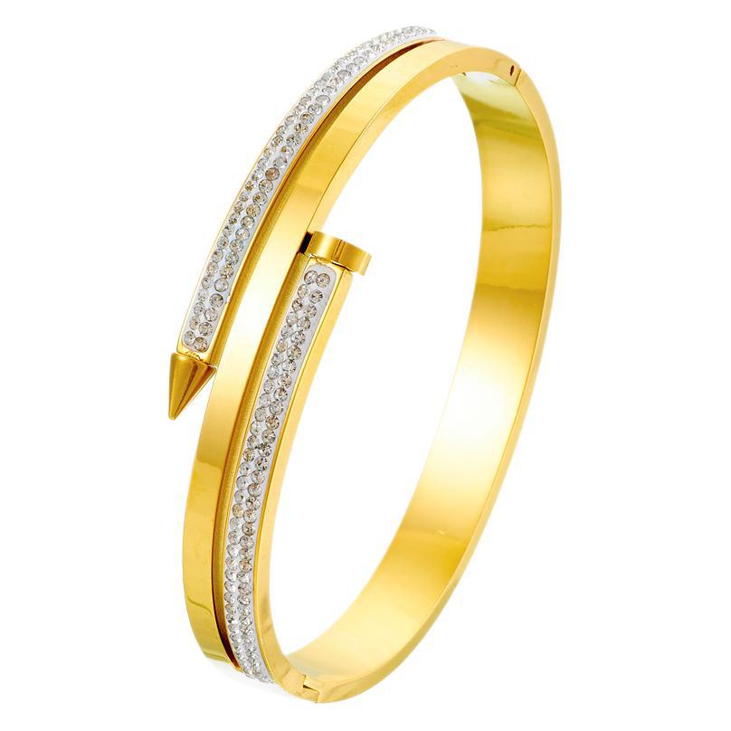 2026 European and American Trends, Elegant Diamond-encrusted Jewelry, High-end Fashion Bracelet, Light Luxury Temperament Ins Wind Nail Bracelet