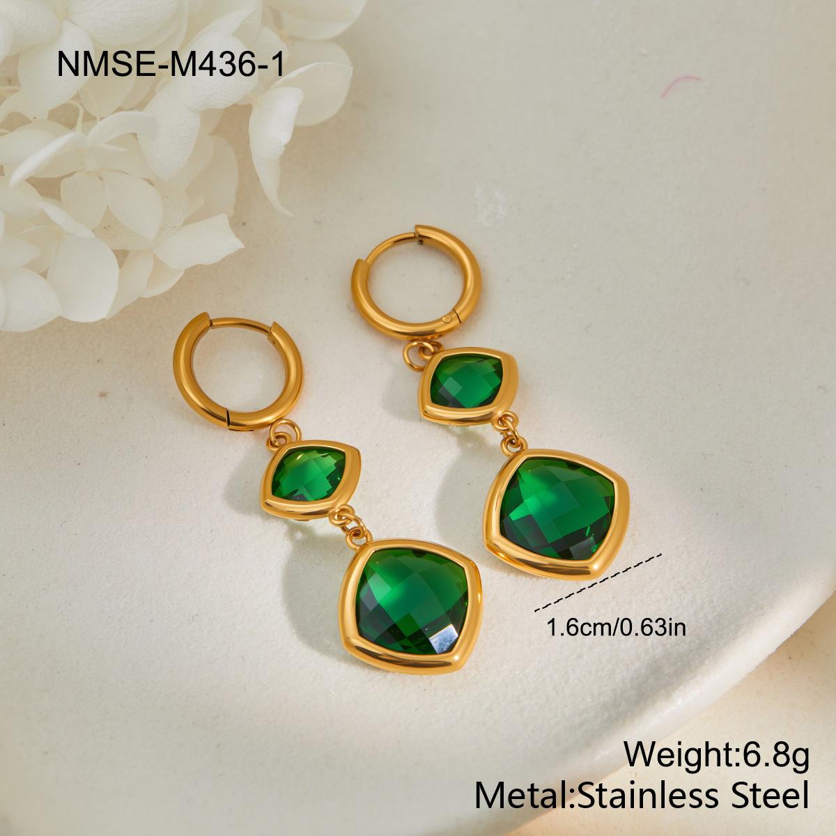 GEMCHIC Women s Geometric Drop Earrings for Women Green Pink White Crystal Stainless Steel Dangle Earrings