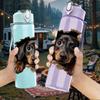 1PC Long Body Dachshund Dog Pet Print 750ml Color Plastic Sports Water Bottle Leakproof Flip Straw Lid Suitable for Sports Office Home Use