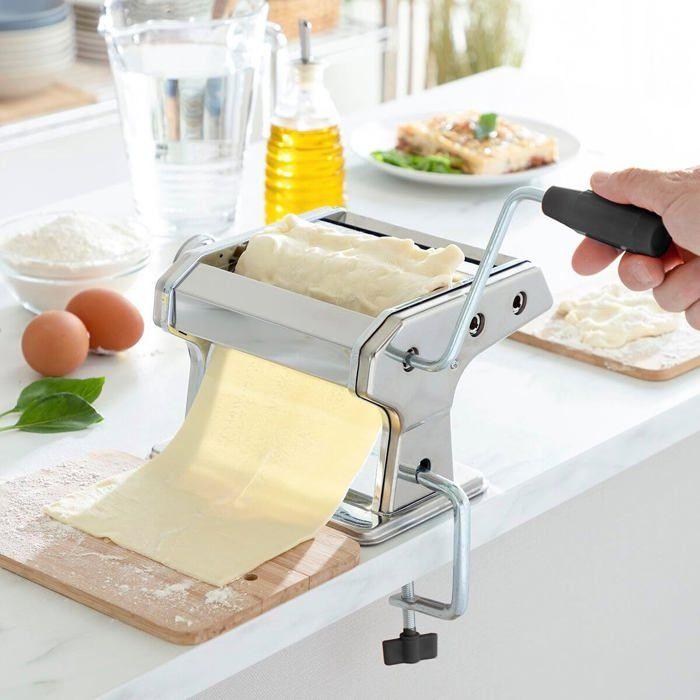 Machine à Pâtes Manuelle - CELLUSTOP - Inox - 3 Rouleaux - 8 Niveaux d'Épaisseur - Compacte