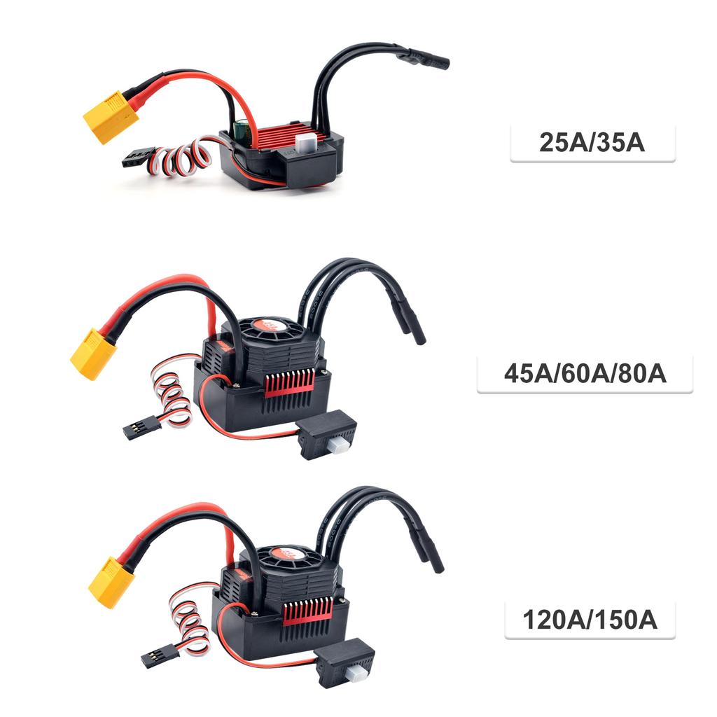 120A ESC with BEC XT60 Plug 3-6S Lipo Waterproof Brushless ESC for 1/8 RC Car Off-road Crawler Car