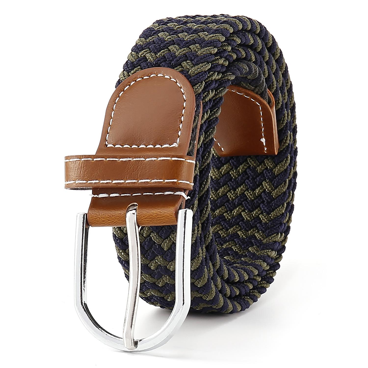 

Мужской тканый хлопковый ремень с пряжкой из сплава, дышащий плетеный ремень, регулируемый, повседневная одежда, легкие черные коричневые ремни для мужчин 100cm