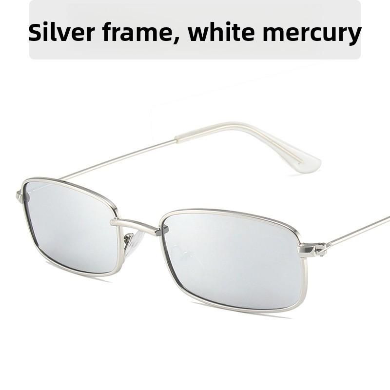 Fashion Square Sunglasses Metal Frame Pink Lens Uv Protection For Party And Stage Performance