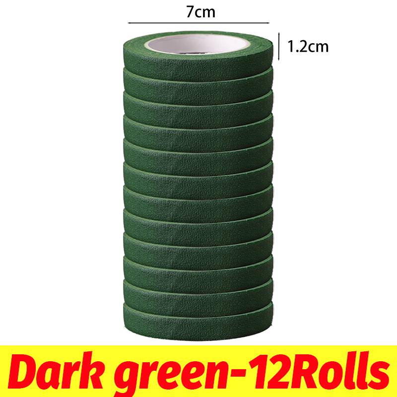 

12Rolls Self-adhesive Floral Tapes Color Green DIY Paper Tape for Flowers Stamen Wrapping Tape Florist Wedding Party Decor Craft темно-зеленого