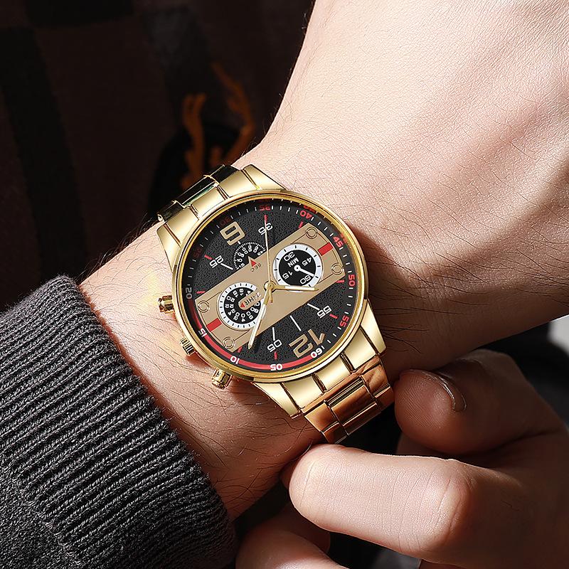  Luxury Fashion Mens Stainless Steel Quartz Wristwatch for Men Business Casual Watch Best Gifts Clock for Husband,Family,Friend