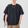 One Tone T-shirt Mens Short Relaxed Fit Versatile Round Neck Five-point Sleeves