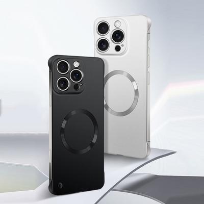 Husă subțire pentru telefon magnetică fără rame pentru iPhone 16 Pro Max 15 Pro 14 Plus 13 12 pentru husă de protecție de culoare solidă, rezistentă la șocuri, mată MagSafe