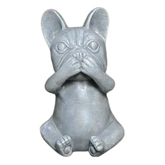 Bulldog Figurine No See No Speak Bulldog Ornament Handmade Resin Hear No Evil Dog Statue