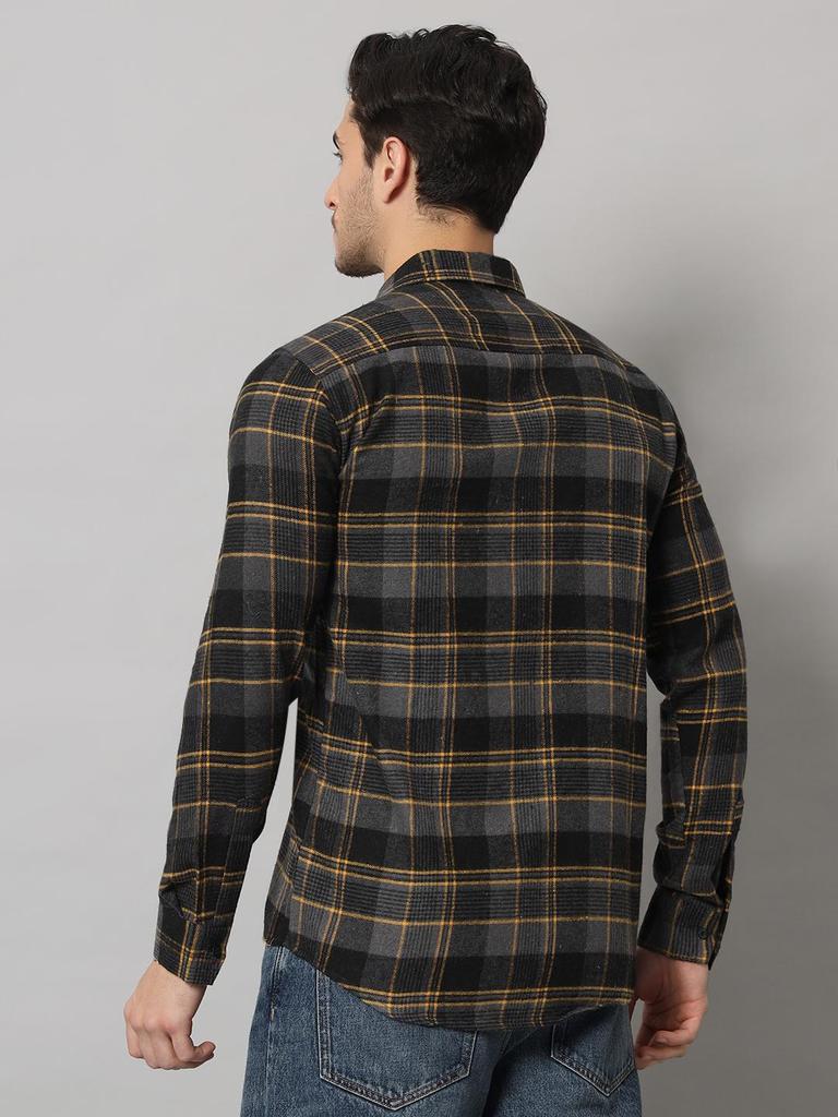 Bigreams Men's Yarn-Dyed 100% Cotton Slim Fit Checkered Flannel Shirt For Full Sleeve Shirt