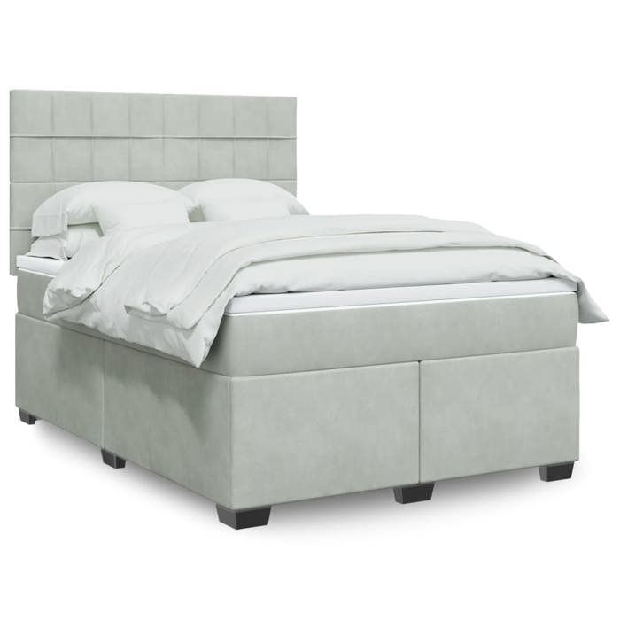 VidaXL Sommier à lattes de lit et matelas Gris clair 160x200cm Velours, lit, lit à plate-forme, lit à panneaux, meuble de 3293254