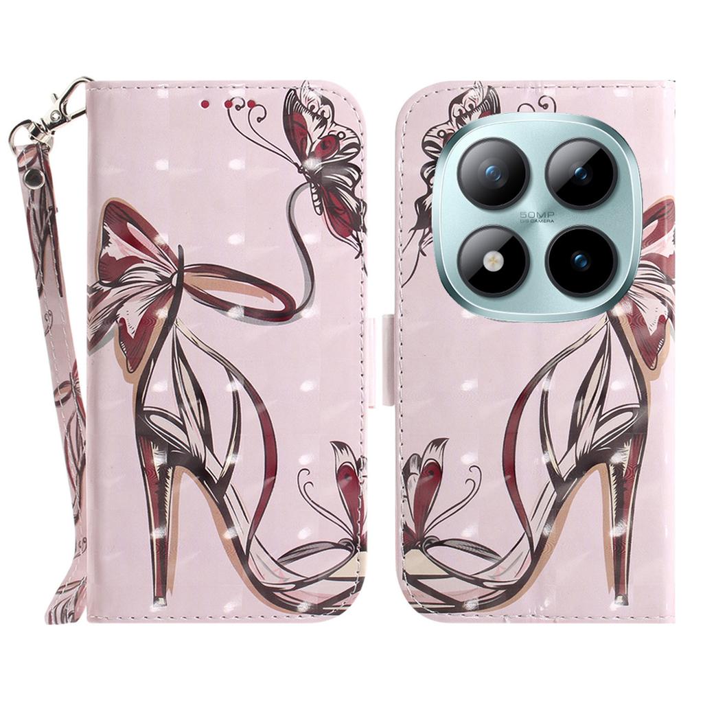 עבור Xiaomi Redmi Note 15 Pro 5G (גלובלי) ארנק עור עם הדפסת דוגמה, כיסוי טלפון עם רצועת יד