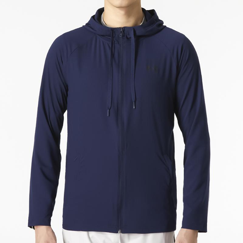 Under Armour Solid Color Logo Sports Casual Hooded Jacket Men Jackets Blue 1370499-410