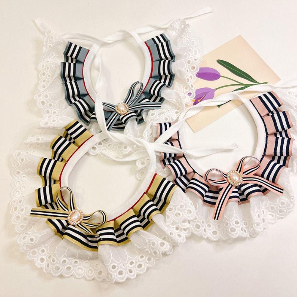 Jewelled Dog Bib Bowtie Necklace Pet Necktie Puppy Cat Lace Collar  For Dog/Cat