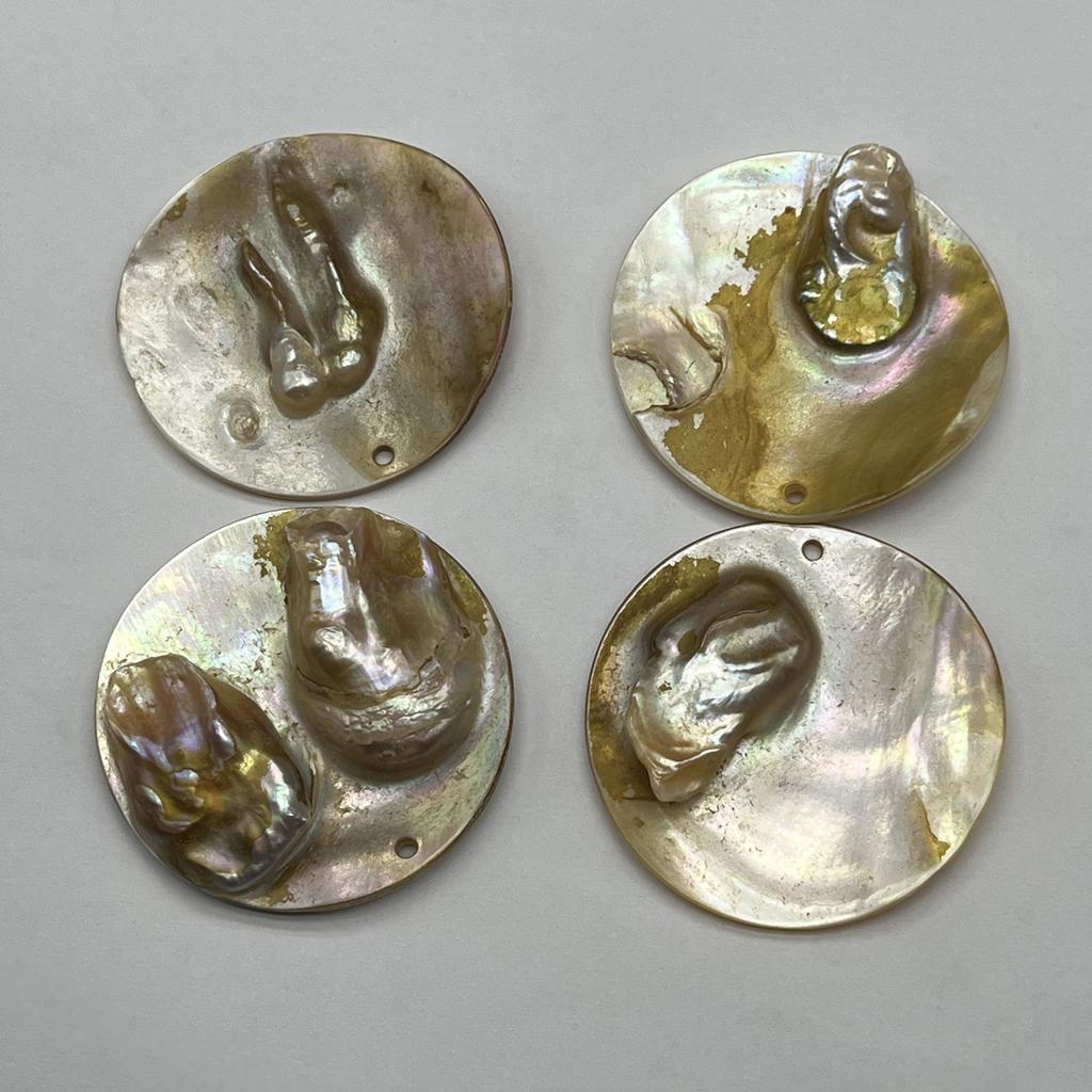 2Pcs, Natural Shell Mother of Pearl Beads with Hole, Boho Handcrafted Round Loose Beads, 50mm, for DIY Necklace Accessories, Creative Jewelry Making