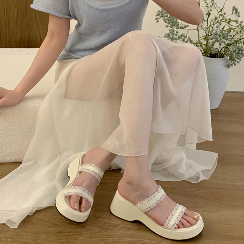 Summer Platform Wedges Heel Women Slippers Concise Dress Street Style Slides Ladies Outdoor Sandalias