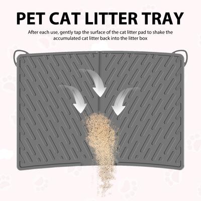 Cat Litter Mat Silicone Waterproof Litter Box Mat with Hanging Ear Design Soft Pet Toilet Cat Litter Trapping Mat Pet Supplies