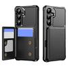 For Samsung Galaxy S24+ Case Card Slot Kickstand Leather+TPU Reinforced Corner Phone Cover
