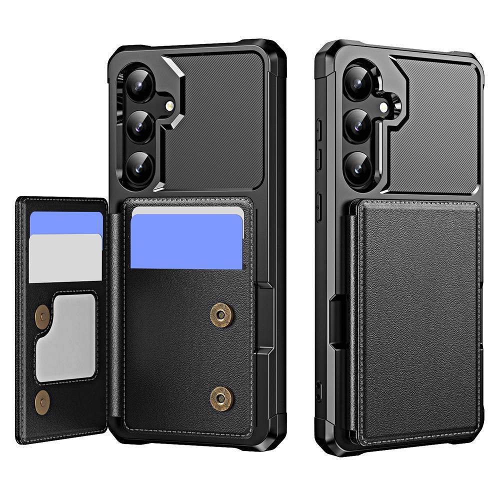 For Samsung Galaxy S24+ Case Card Slot Kickstand Leather+TPU Reinforced Corner Phone Cover